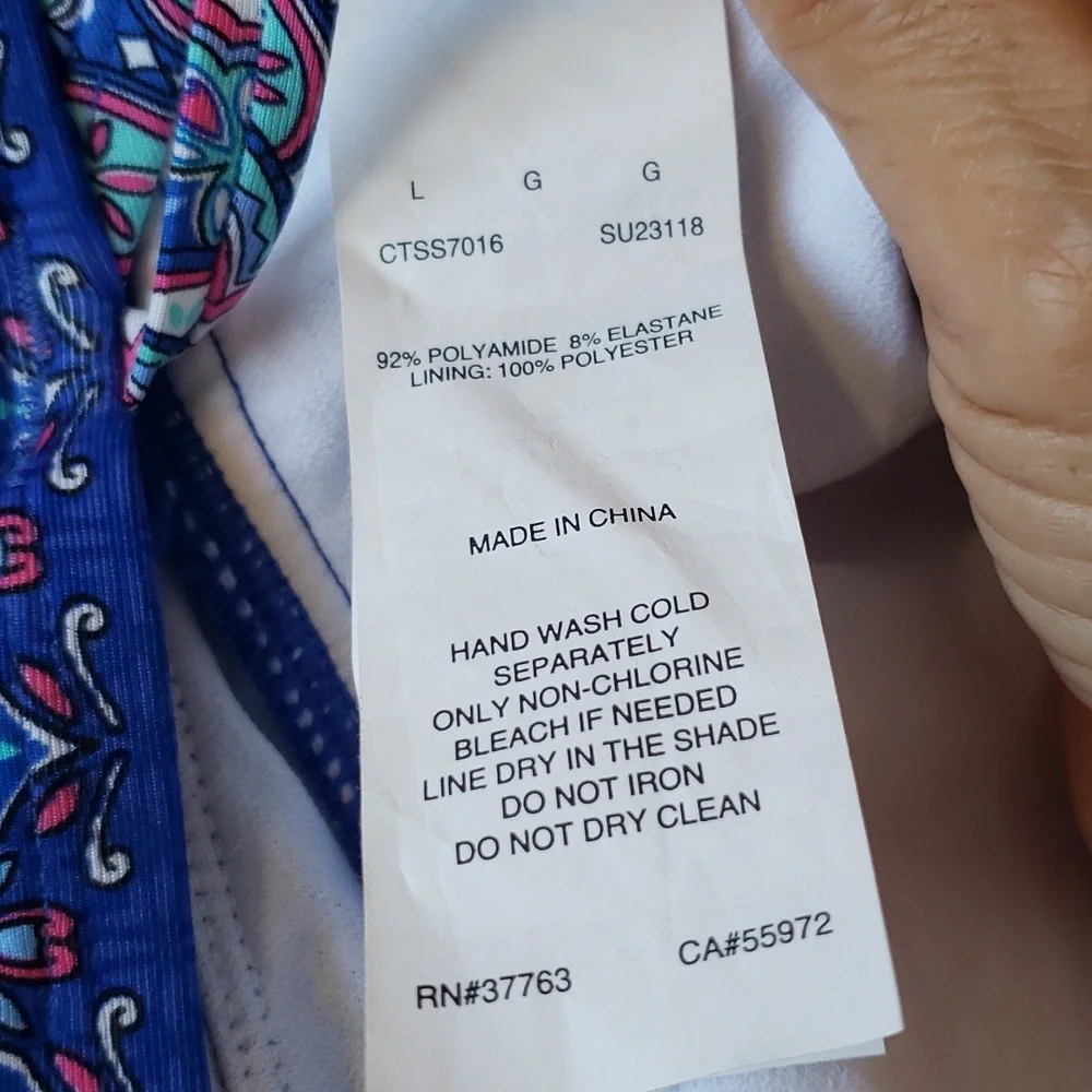 Coastal Zone By Jantzen Blue Floral Halter Swimming Top Only Women's Size L - Picture 8 of 13